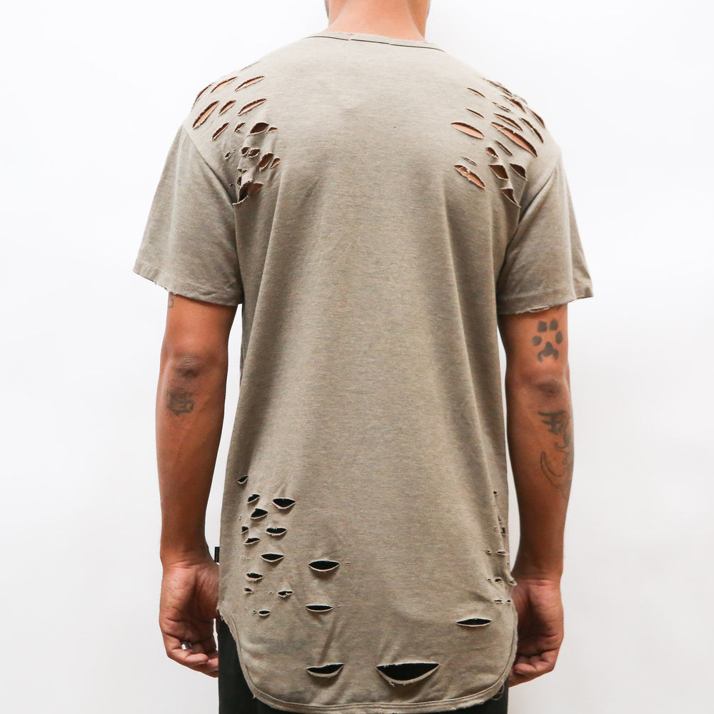 
                  
                    Load image into Gallery viewer, TAUPE SCISSOR DISTRESSED TEE
                  
                