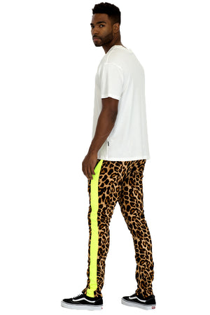 
                  
                    Load image into Gallery viewer, CHEETAH PRINT STRIPE TRACK PANTS
                  
                