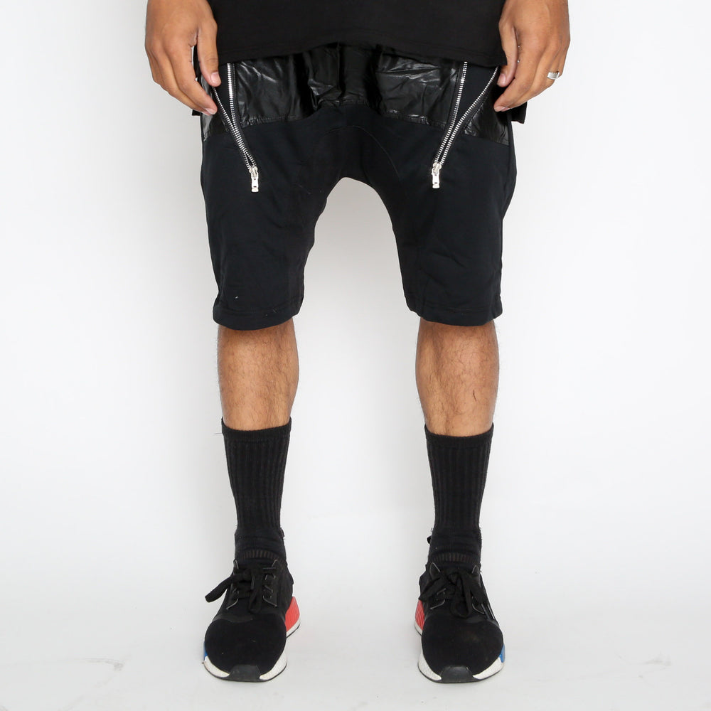
                  
                    Load image into Gallery viewer, Leather Front Moto Shorts
                  
                