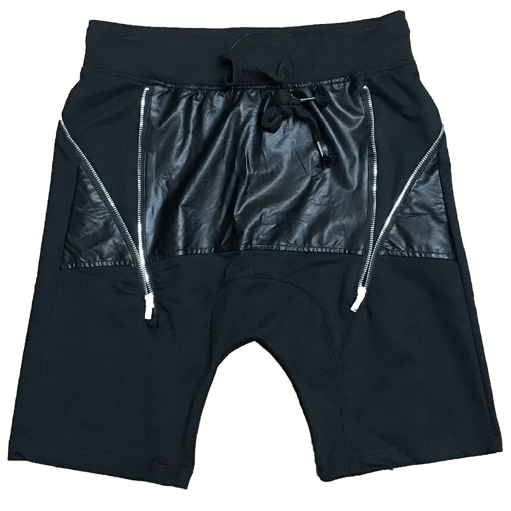 Leather Front Moto Shorts