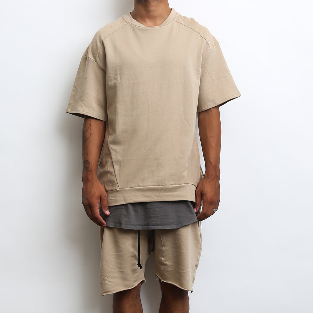 
                  
                    Load image into Gallery viewer, REVERSE FRENCH TERRY TEE- KHAKI
                  
                