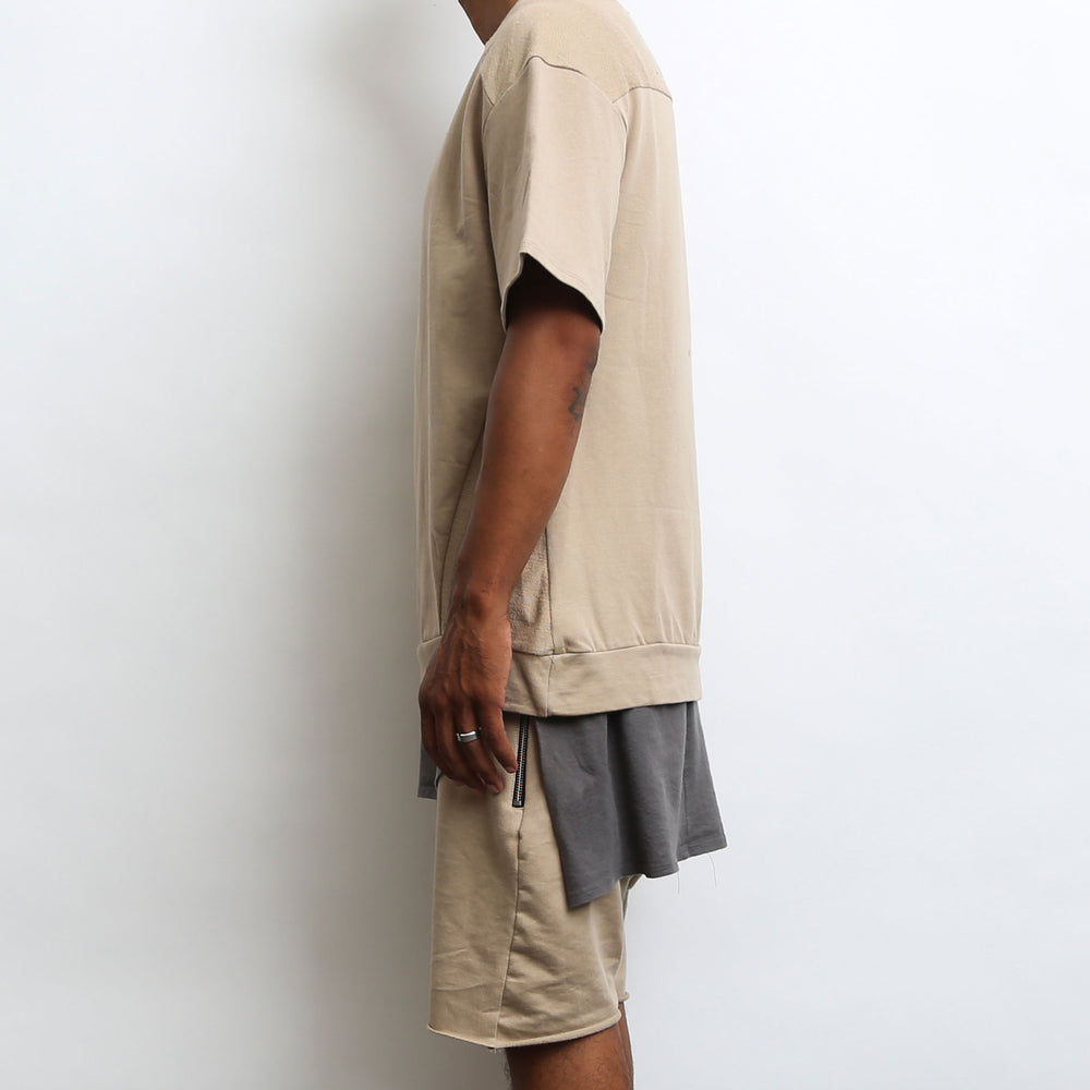 
                  
                    Load image into Gallery viewer, REVERSE FRENCH TERRY TEE- KHAKI
                  
                