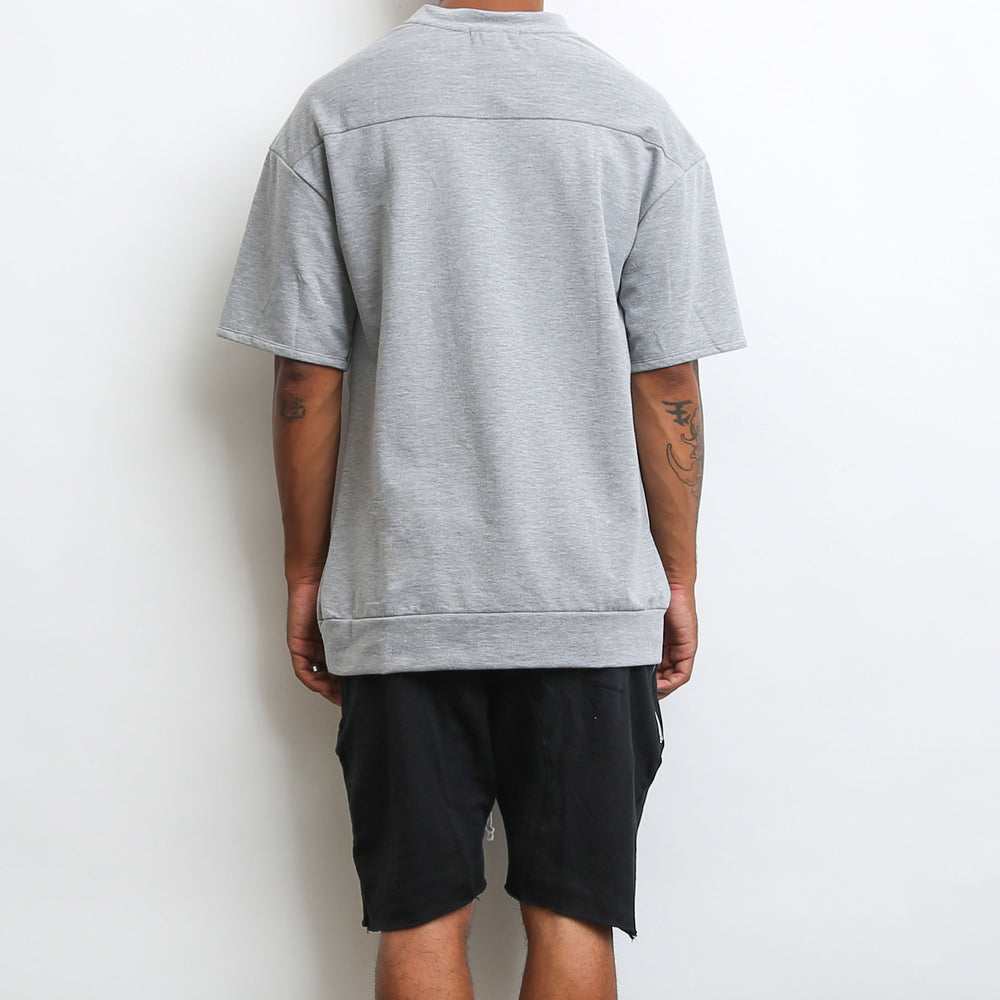 
                  
                    Load image into Gallery viewer, REVERSE FRENCH TERRY TEE- GREY
                  
                