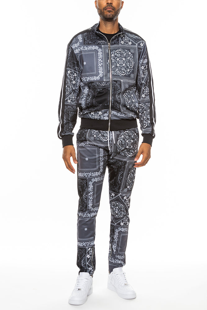 
                  
                    Load image into Gallery viewer, Paisley All Over Print Track Jacket Set
                  
                