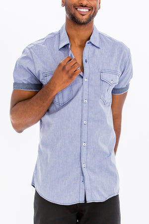 
                  
                    Load image into Gallery viewer, Nik Striped Stitch Button Up
                  
                