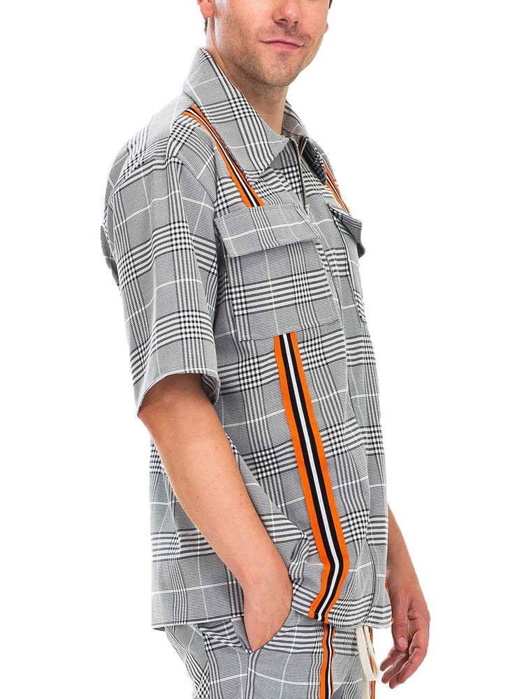 
                  
                    Load image into Gallery viewer, TAPED PLAID ZIP UP SHIRT
                  
                
