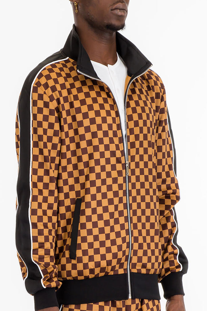 Weiv -Los Angeles Mastermind Checkered Track Jacket Grey / XL