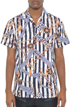 
                  
                    Load image into Gallery viewer, STATUS STRIPED SHORT SLEEVE SHIRT
                  
                