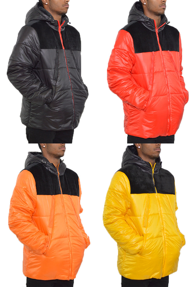 
                  
                    Load image into Gallery viewer, Quarter Suede Puffer Jacket
                  
                