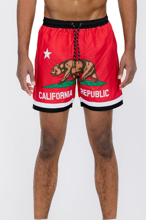 
                  
                    Load image into Gallery viewer, Fronted Cali Rep Print Swim Shorts
                  
                