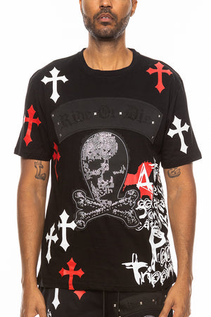
                  
                    Load image into Gallery viewer, Bejewelled Chrome Skull TShirt
                  
                