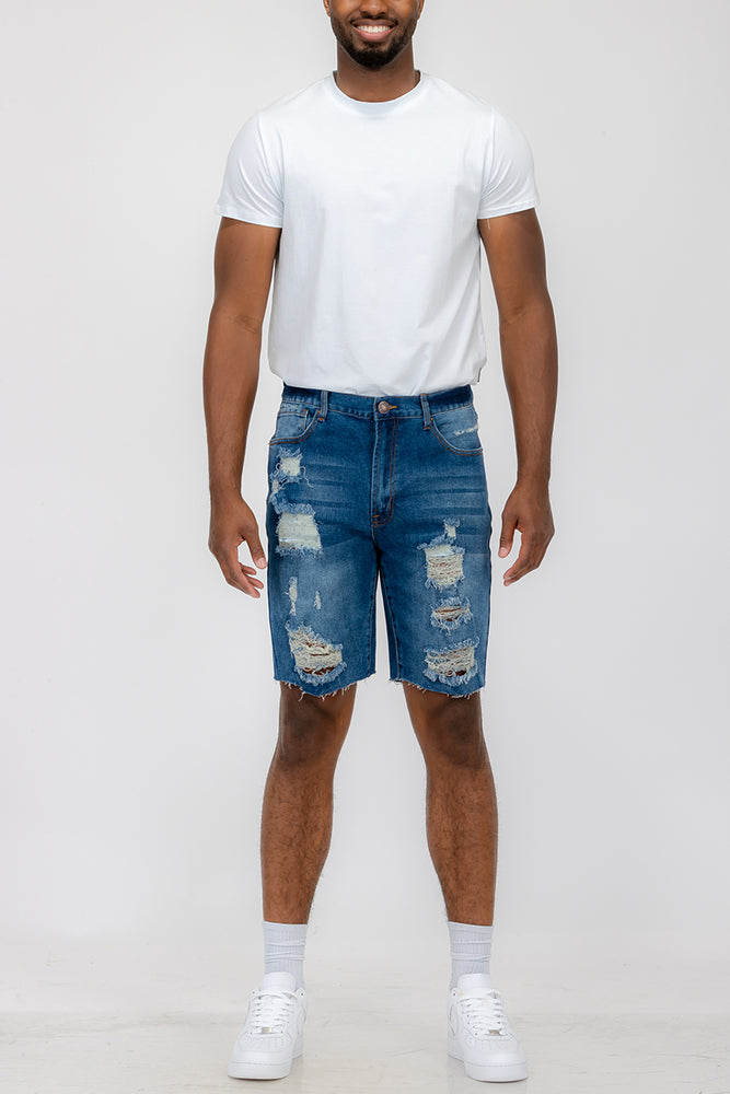 
                  
                    Load image into Gallery viewer, Washed Distressed Denim Shorts
                  
                
